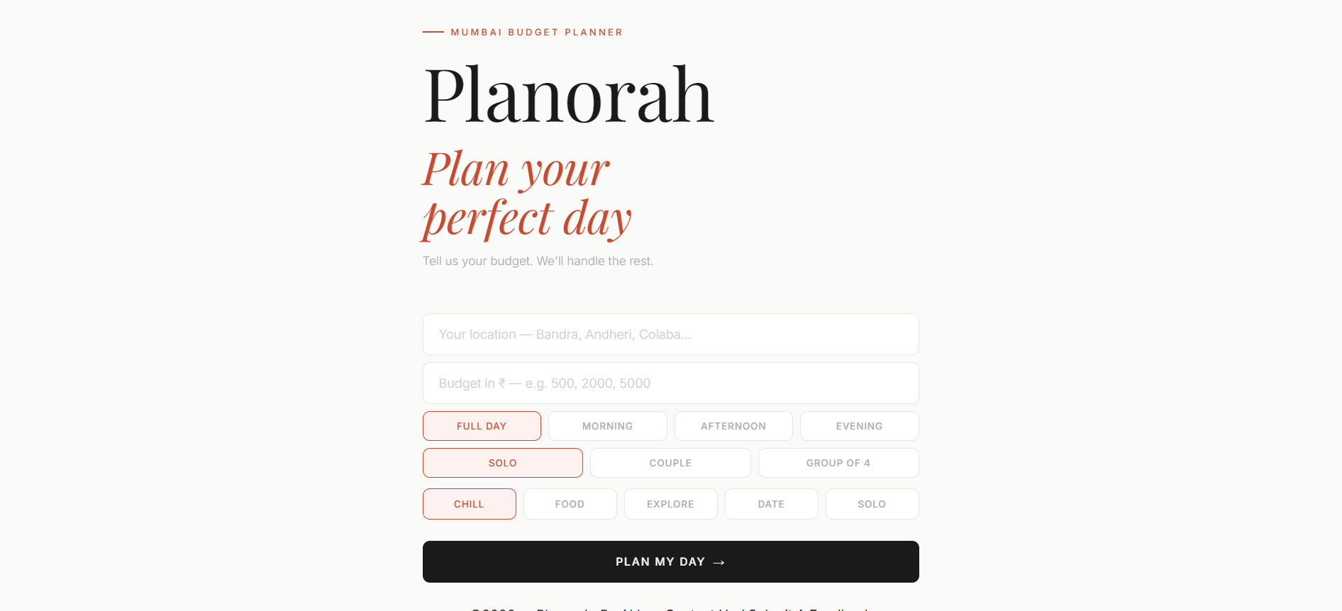 Planorah Mumbai Budget Planner
